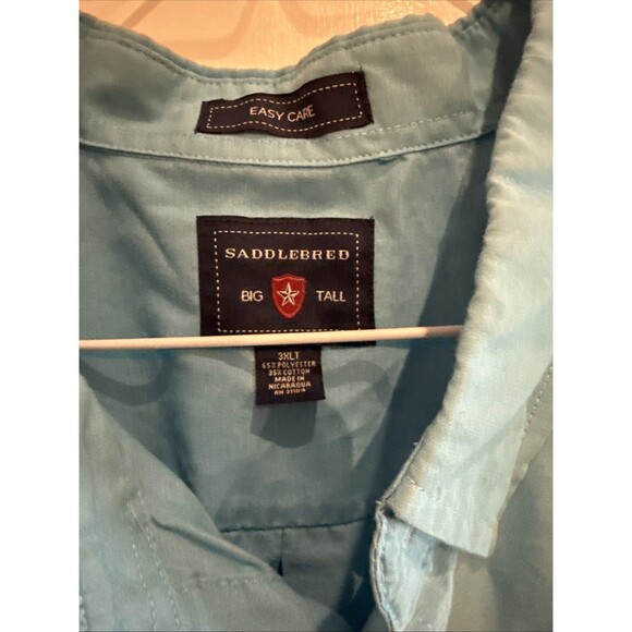 BIG & TALL Saddlebred Graphic Casual Button Up Shirt Blue 3XLT GUC - Picture 2 of 10